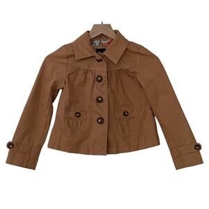 GAP KIDS Girls Size Medium Khaki Brown Button Down Long Sleeve Barn Jacket
